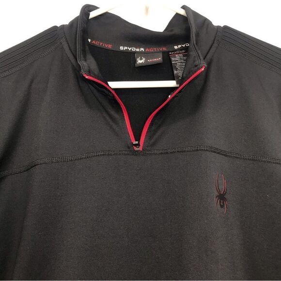 Spyder Active Black Quarter Zip ProWB Performance Long Sleeve Pullover - Picture 3 of 12